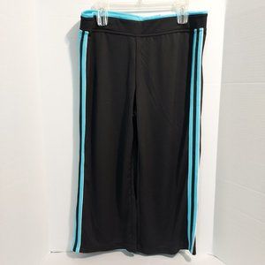 MADE FOR LIFE Large Black w/ Blue Trim Active Crop Capri/Yoga/Track Pants